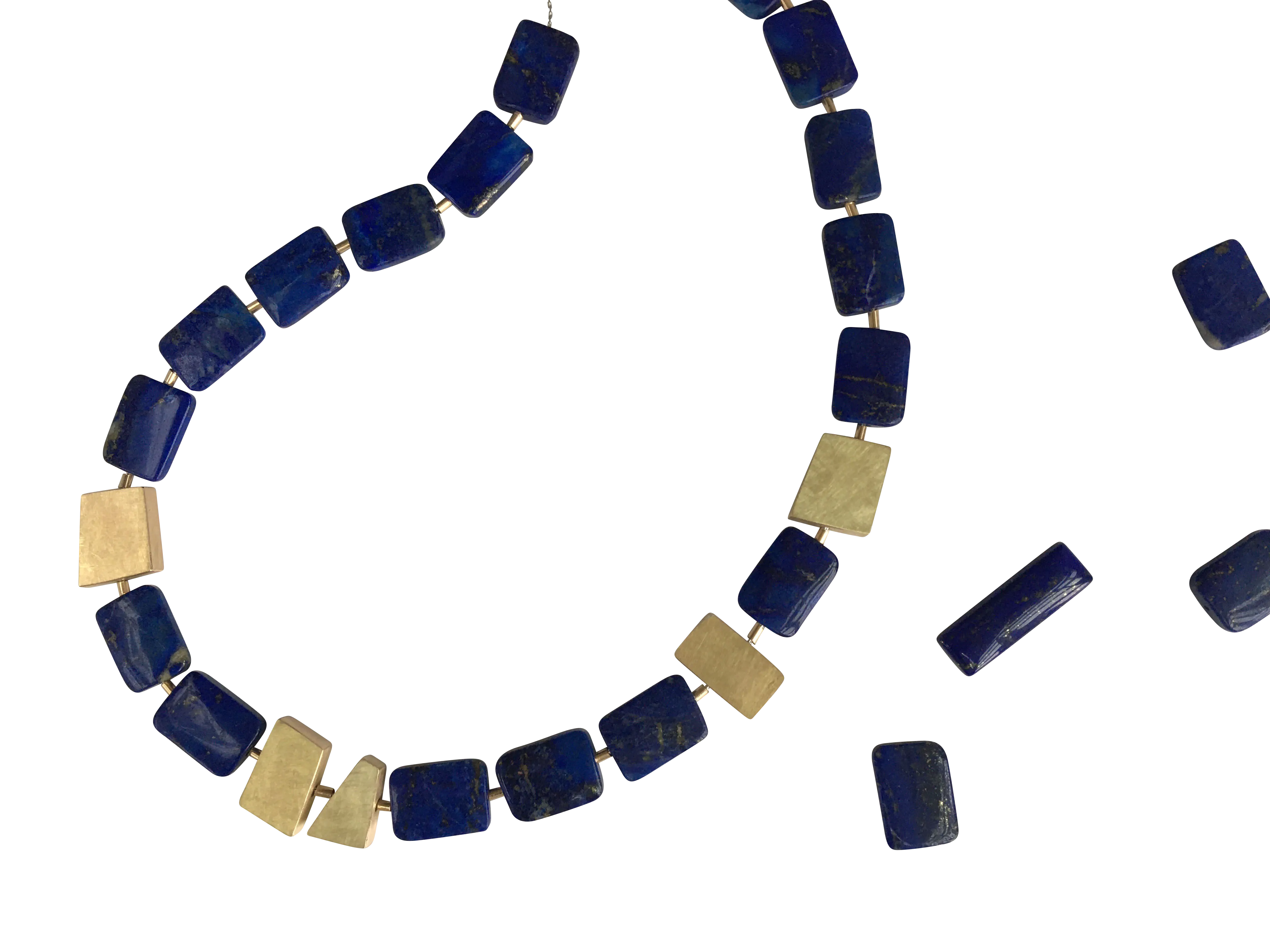 Lapis Lazuli and 14kt Gold Hollow-Formed Spacers Necklace