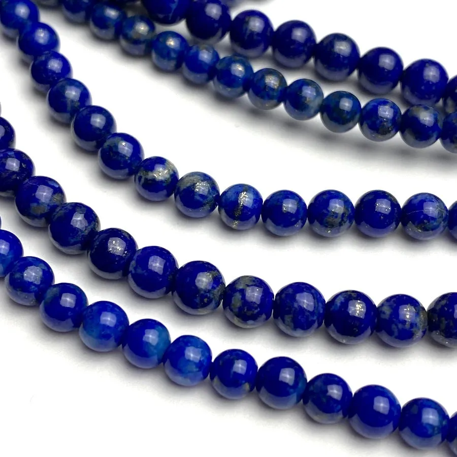 Lapis Lazuli Beads, Round 4mm, 15" Strand # L520