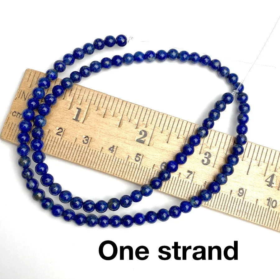 Lapis Lazuli Beads, Round 4mm, 15" Strand # L520