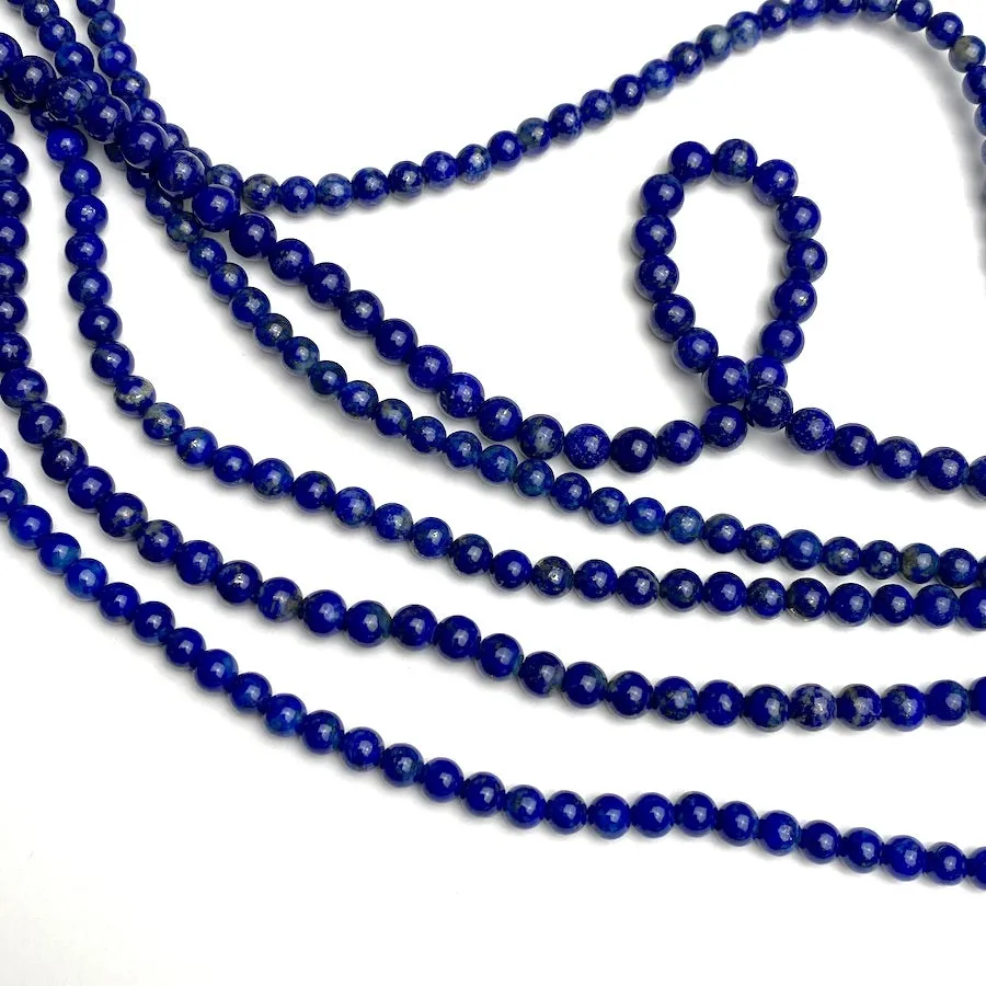 Lapis Lazuli Beads, Round 4mm, 15" Strand # L520