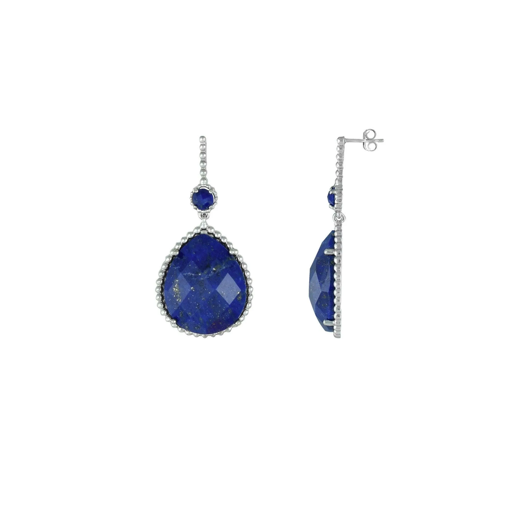 Lapis Lazuli Dangle Fashion Earrings In Sterling Silver