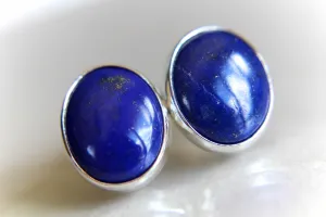 Lapis Lazuli Earrings, Lapis Lazuli Post Earrings, Boho Chic Earrings, Bold Earring, Boho Minimalist Post Earring, Everday Gemstone Earrings