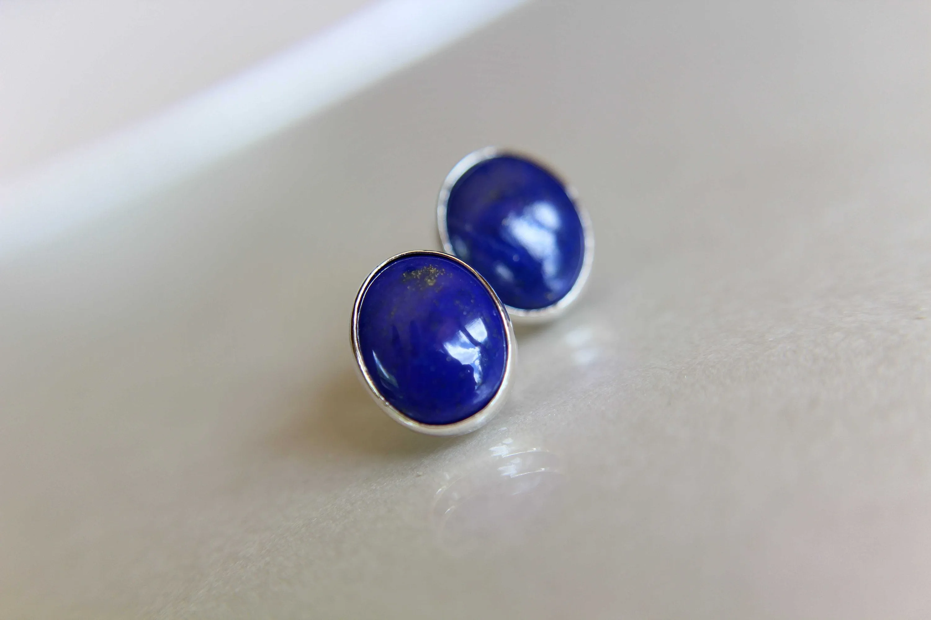 Lapis Lazuli Earrings, Lapis Lazuli Post Earrings, Boho Chic Earrings, Bold Earring, Boho Minimalist Post Earring, Everday Gemstone Earrings
