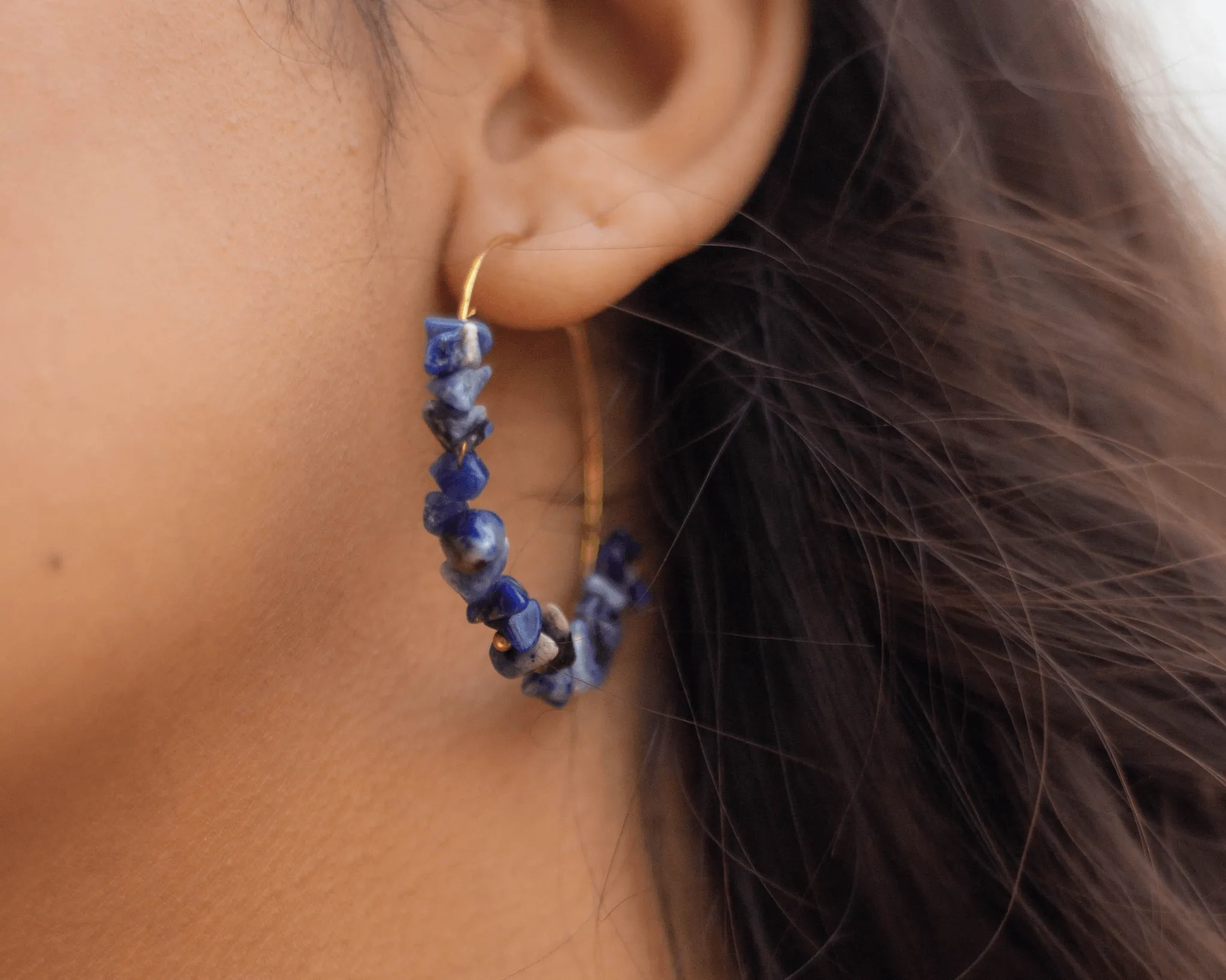 Lapis Lazuli Hoop Earrings