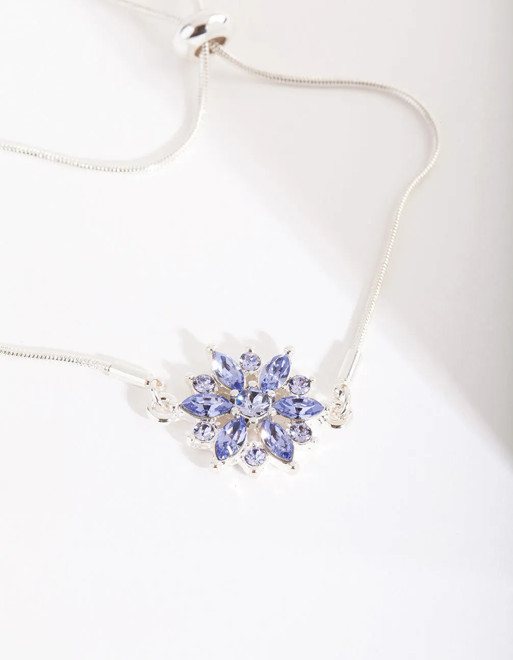 Lavender Diamond Simulant Flower Toggle Bracelet