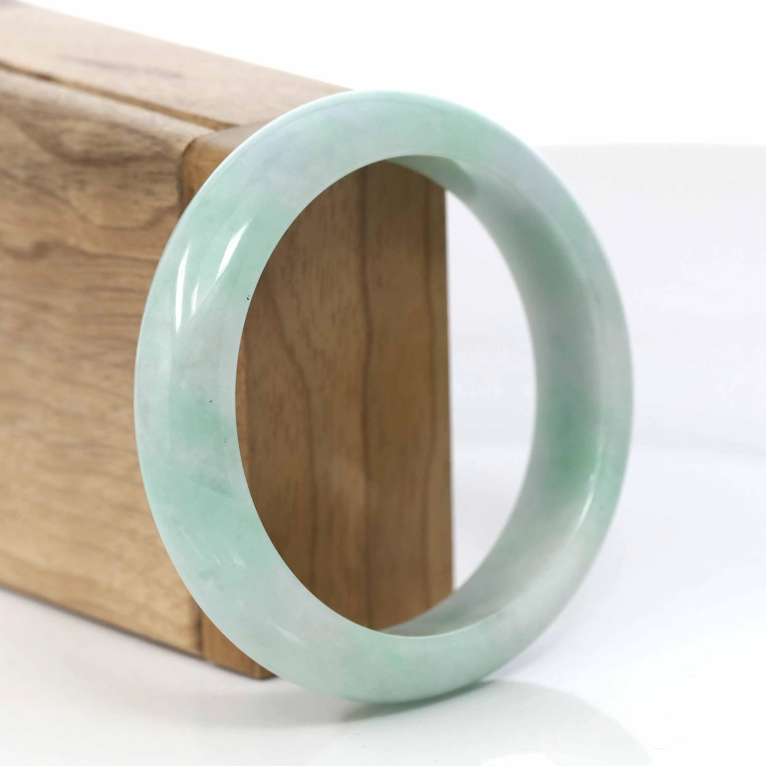 Lavender- Green Natural Genuine Burmese Jadeite Jade Bangle ( 57.54 mm ) #993