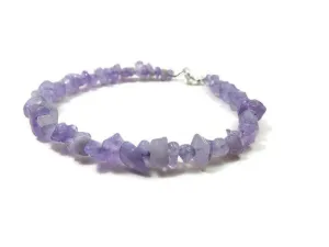 Lavender Purple Jade Crystal Anklet | Beaded Stone Ankle Bracelet | Jade Jewelry