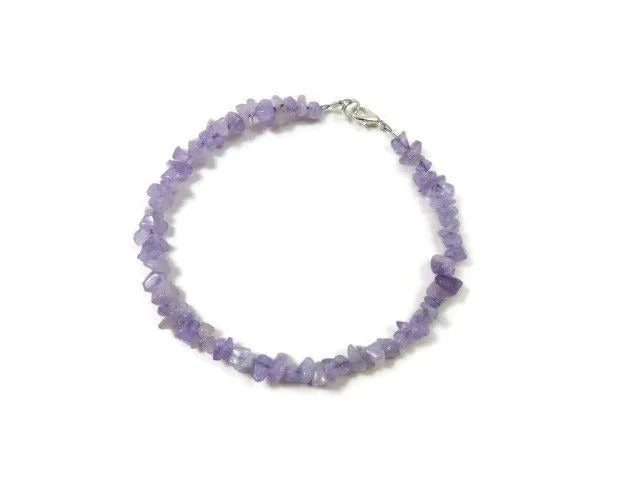 Lavender Purple Jade Crystal Anklet | Beaded Stone Ankle Bracelet | Jade Jewelry