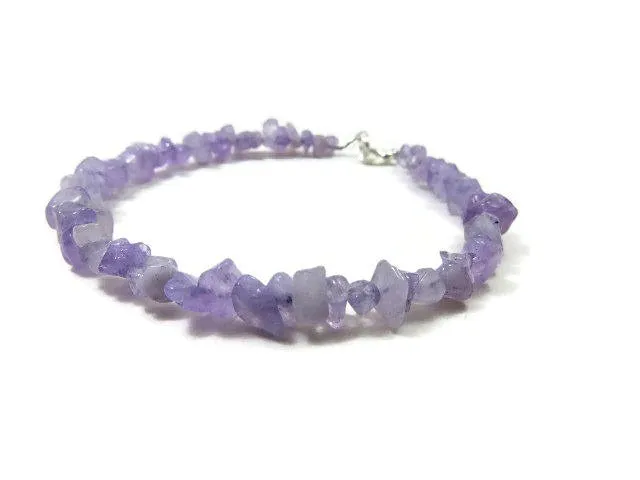 Lavender Purple Jade Crystal Anklet | Beaded Stone Ankle Bracelet | Jade Jewelry