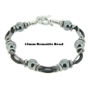 Leather Link & Bead Bracelet