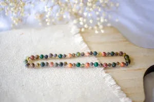 Leopard-Skin Jasper, Green Lace Agate   Raw Green Baltic Amber Necklace ll Pain ll Arthritis