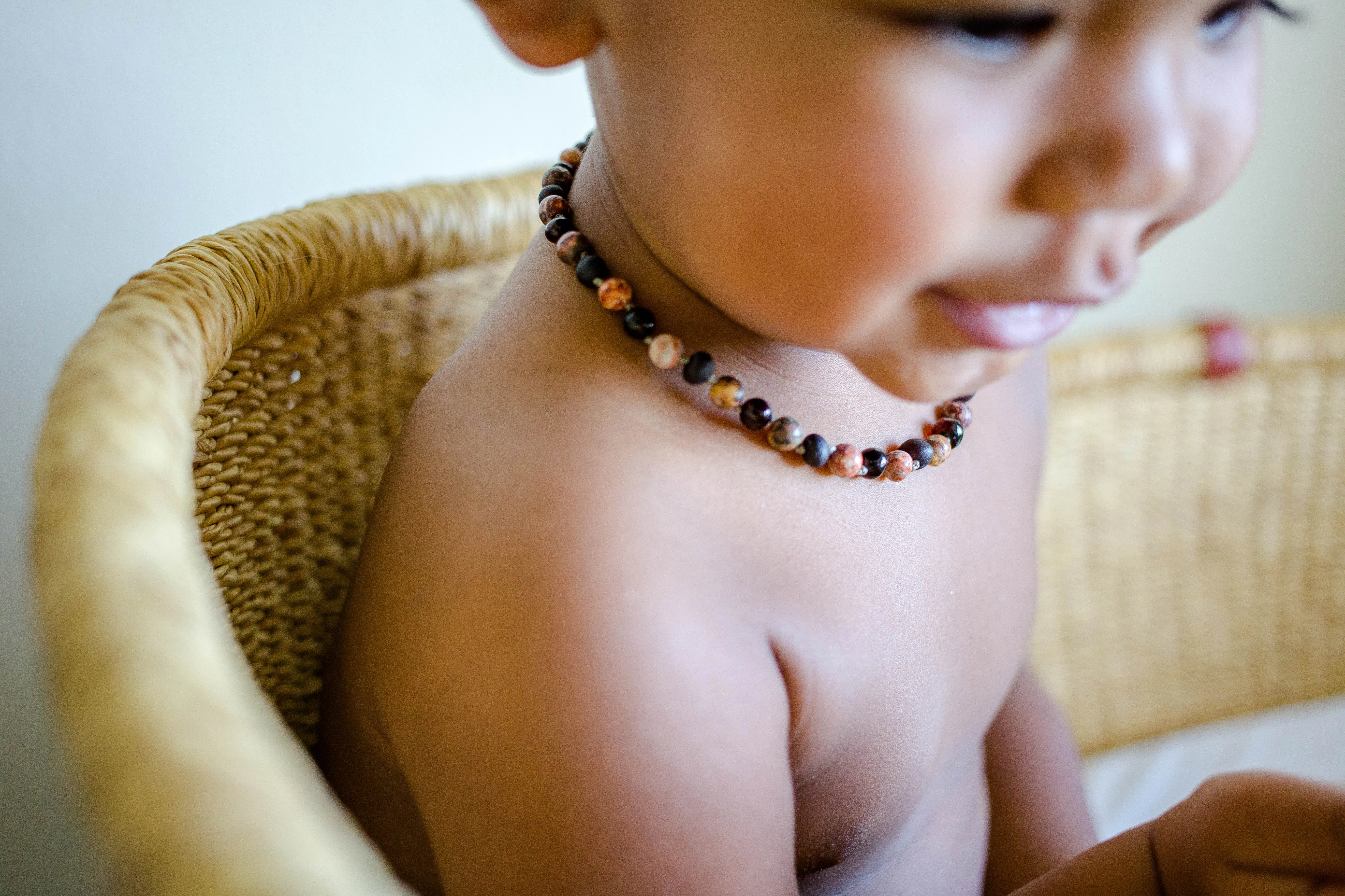 Leopard-Skin Jasper   Raw and Polished Cherry Baltic Amber Necklace ll Pain ll Arthritis