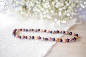 Leopard-Skin Jasper   Raw and Polished Cherry Baltic Amber Necklace ll Pain ll Arthritis