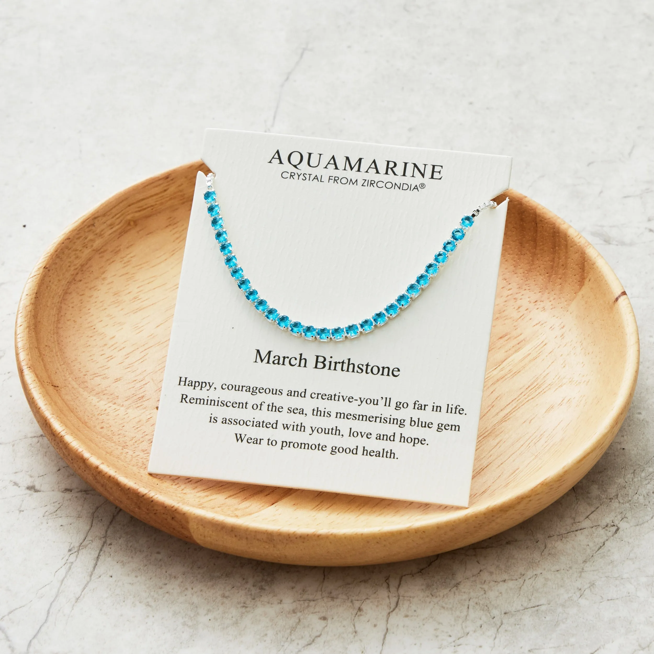 March Birthstone Friendship Bracelet with Aquamarine Zircondia® Crystals