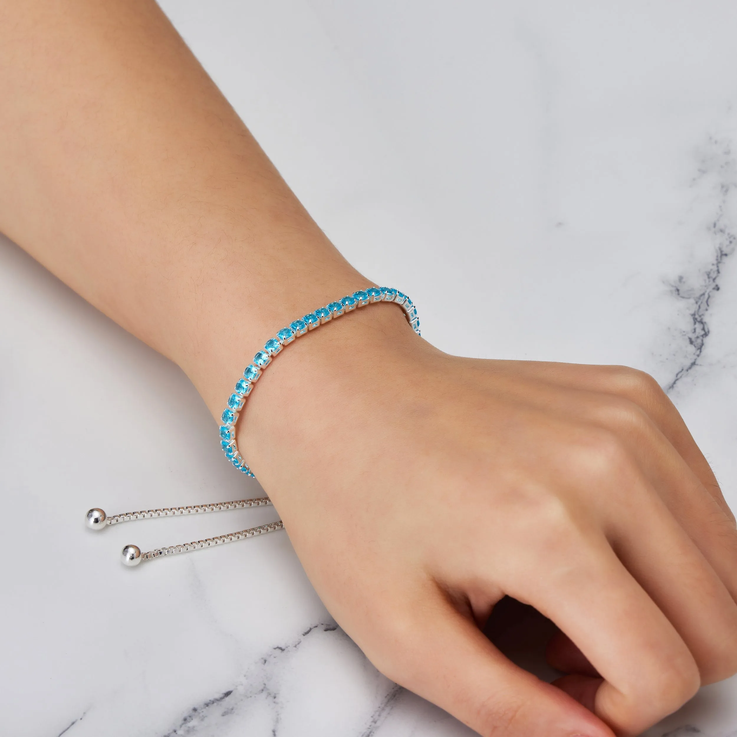 March Birthstone Friendship Bracelet with Aquamarine Zircondia® Crystals