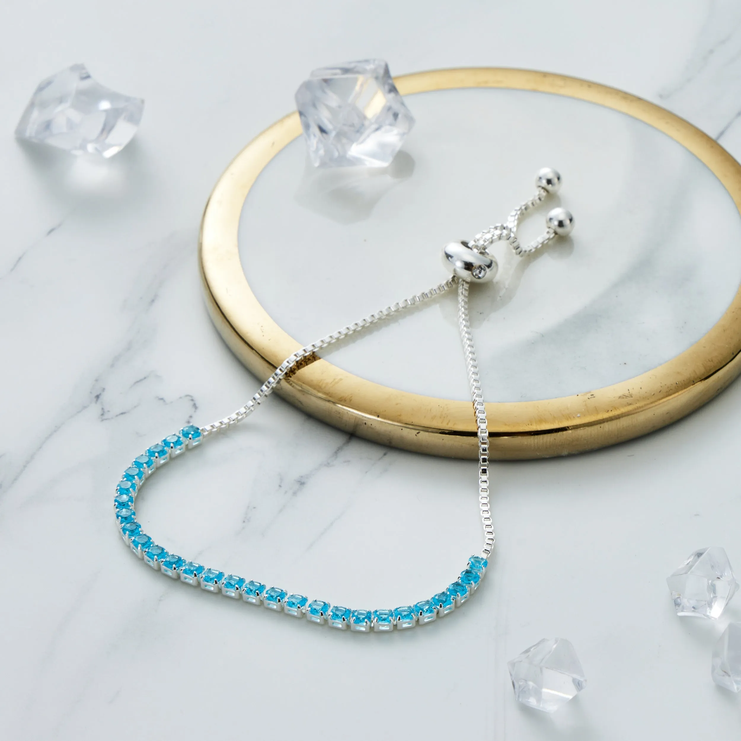 March Birthstone Friendship Bracelet with Aquamarine Zircondia® Crystals