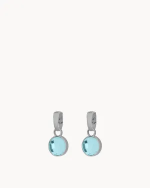 March Birthstone Peace Dainty Signature Earring Pendants, Silver
