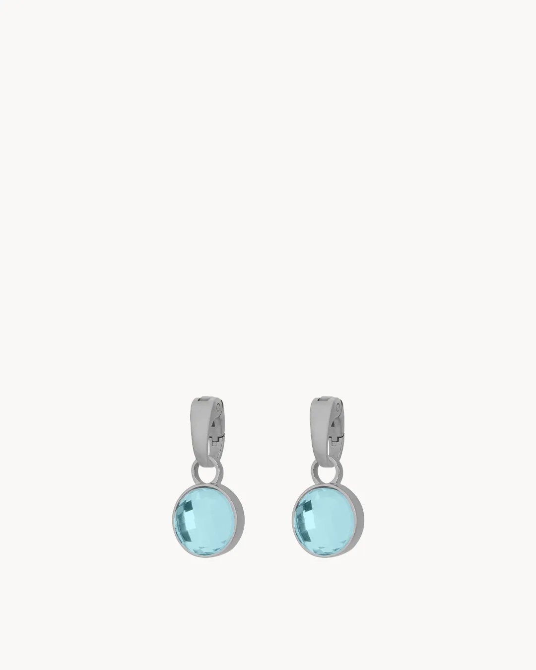 March Birthstone Peace Dainty Signature Earring Pendants, Silver