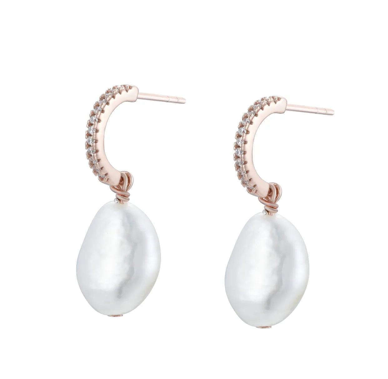 MARGOT FRESHWATER PEARL CRYSTAL ROSE GOLD EARRINGS