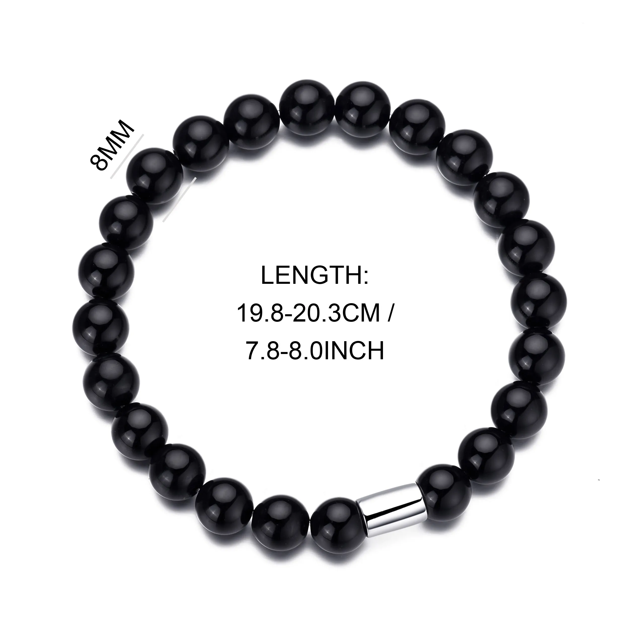 Men's Black Onyx Gemstone Stretch Bracelet