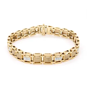 MEN'S MODERN YELLOW GOLD BRACELET WITH 64 ROUND CUT DIAMONDS, 1/4 CT TW