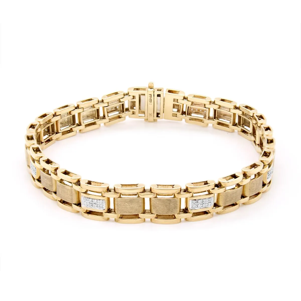 MEN'S MODERN YELLOW GOLD BRACELET WITH 64 ROUND CUT DIAMONDS, 1/4 CT TW