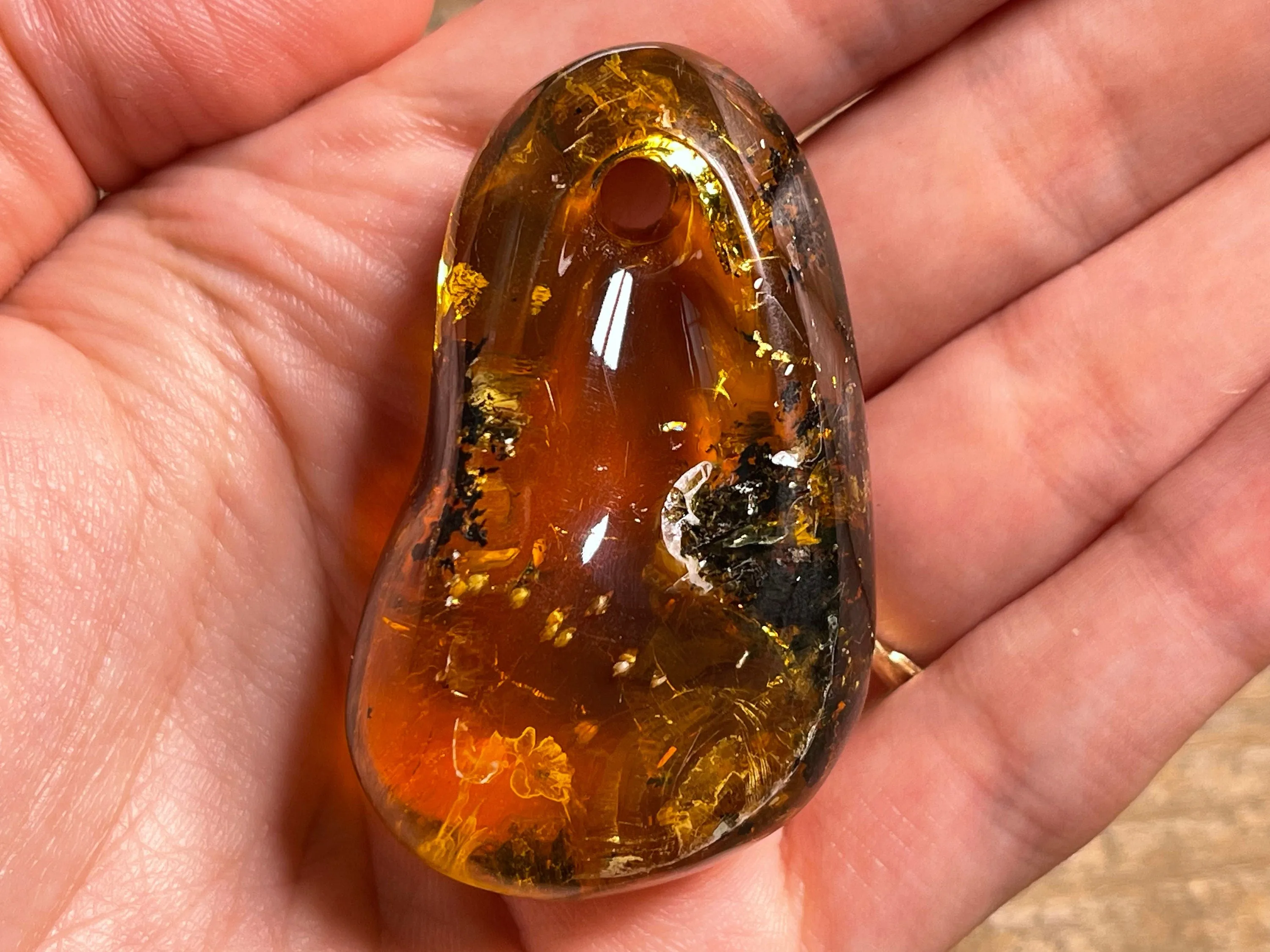 Mexican AMBER Crystal Pendant - Pendant Necklace, Handmade Jewelry, Healing Crystals and Stones, 48519