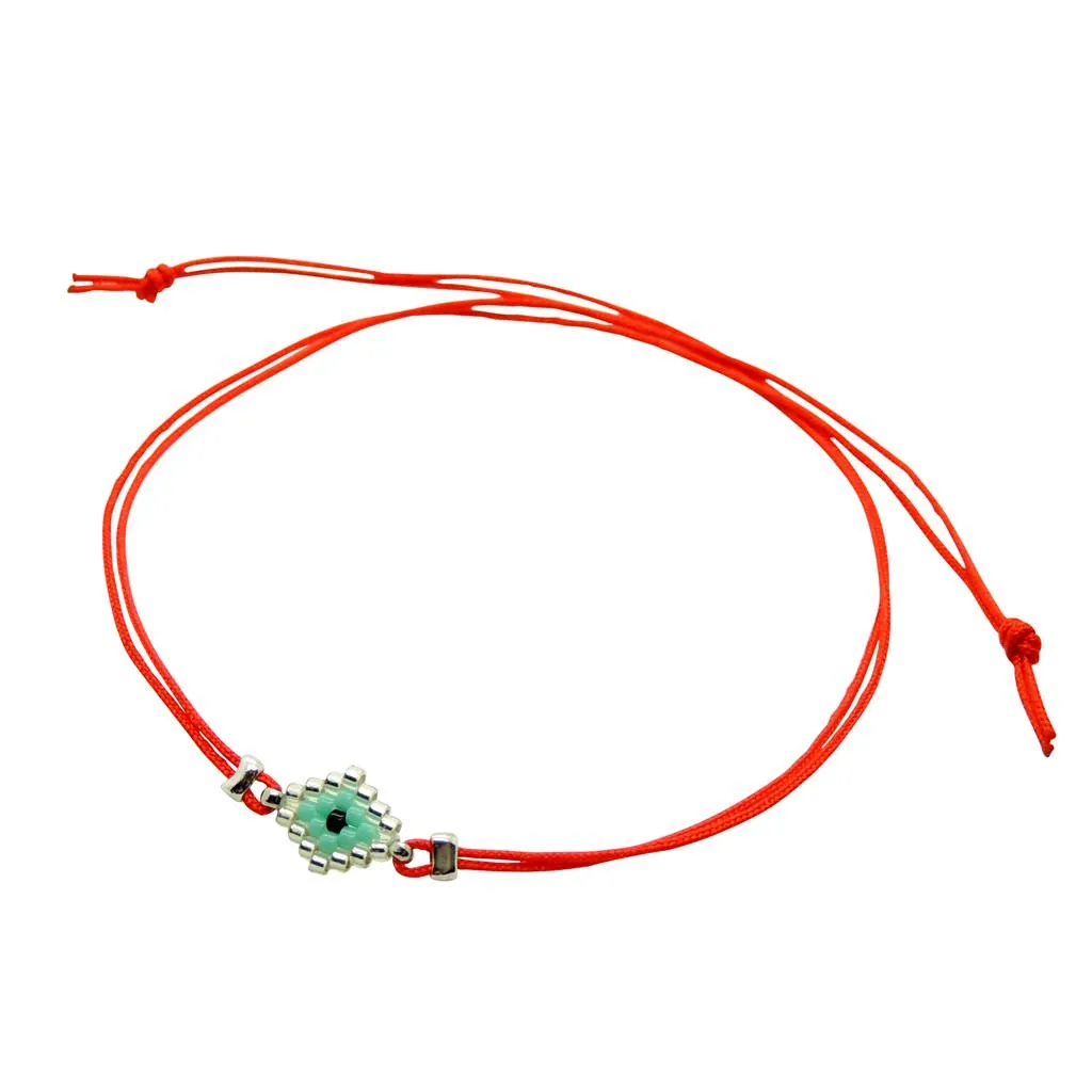 Mini Beaded Evil Eye Charm Cord Bracelet
