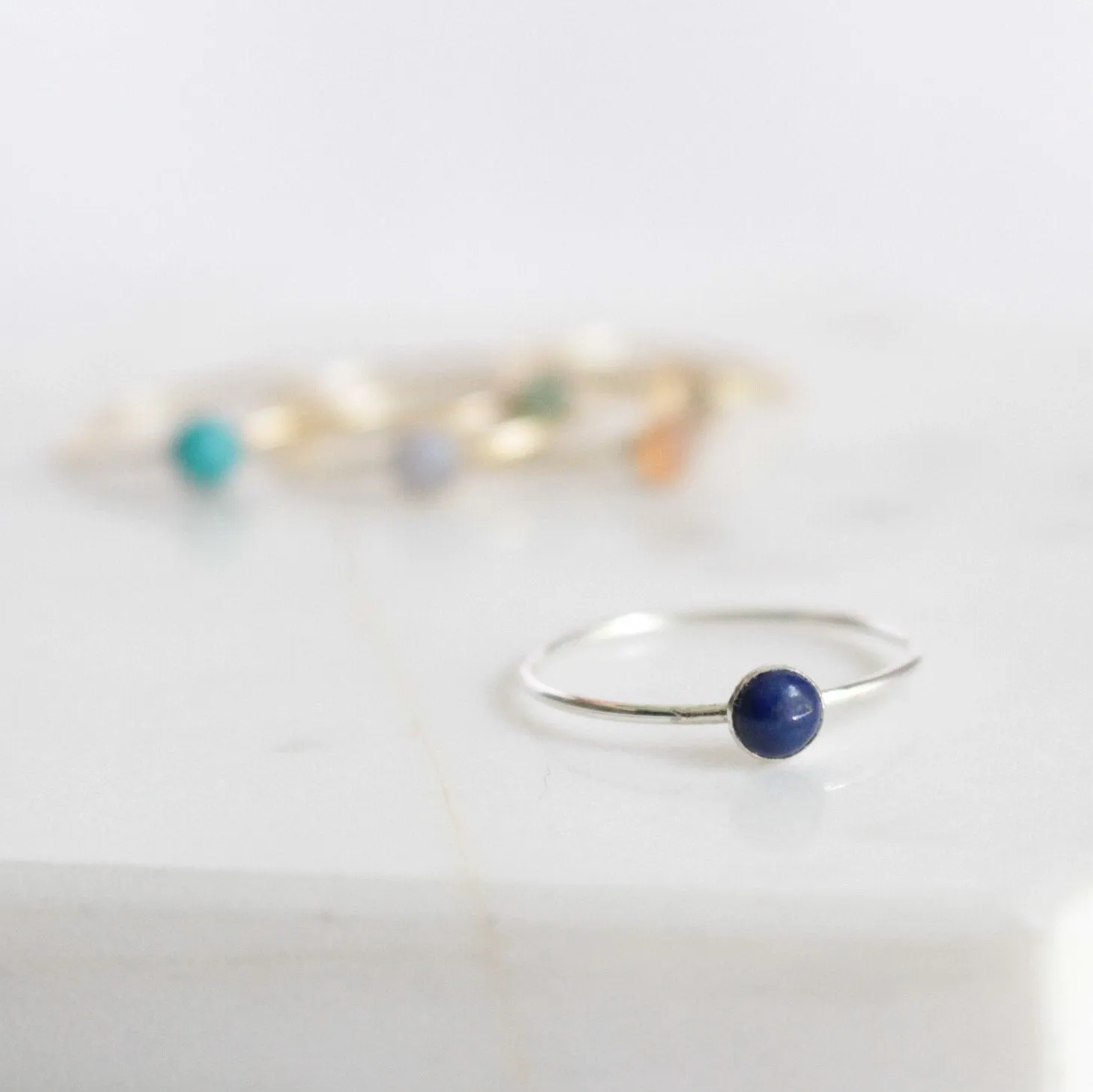 Minimalist Lapis Lazuli 4mm Ring