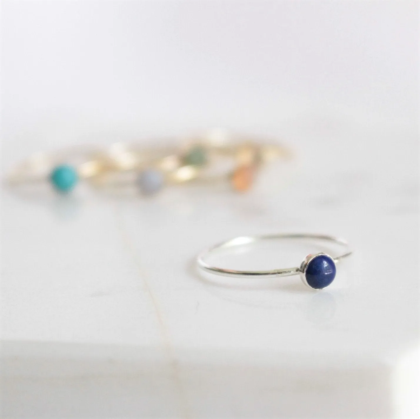 Minimalist Lapis Lazuli 4mm Ring