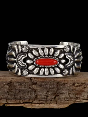 Native American Jewelry Natural Coral Cuff Bracelet