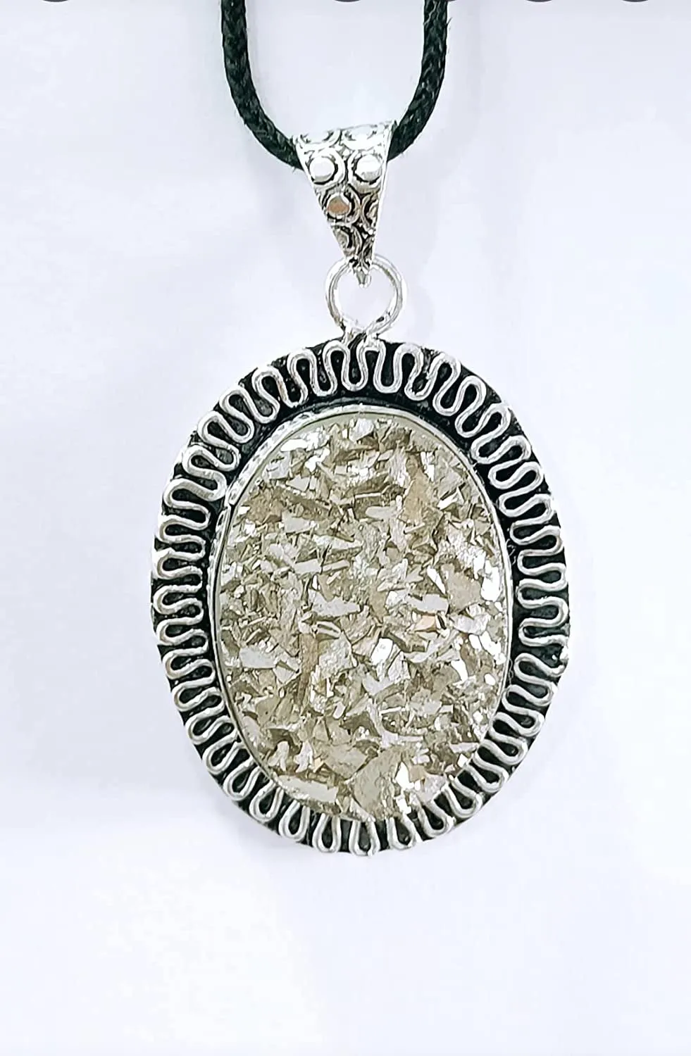 Natural Golden Pyrite Raw Oval Pendant for Men and Women Attract Wealth and Prosperity