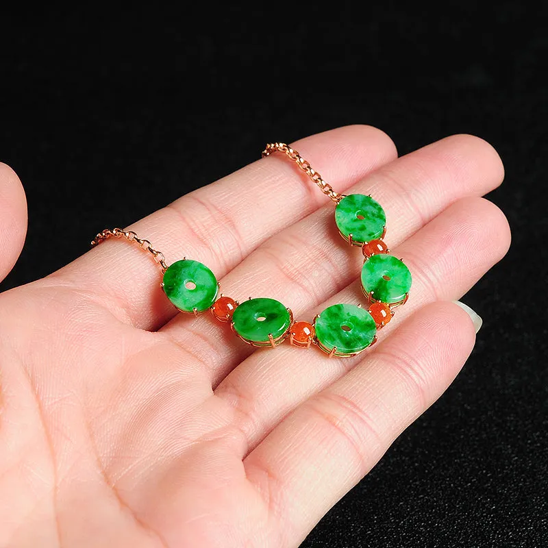 Natural Jade Bracelet Jadeite Gold Bracelet B1
