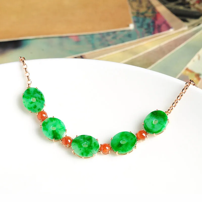 Natural Jade Bracelet Jadeite Gold Bracelet B1