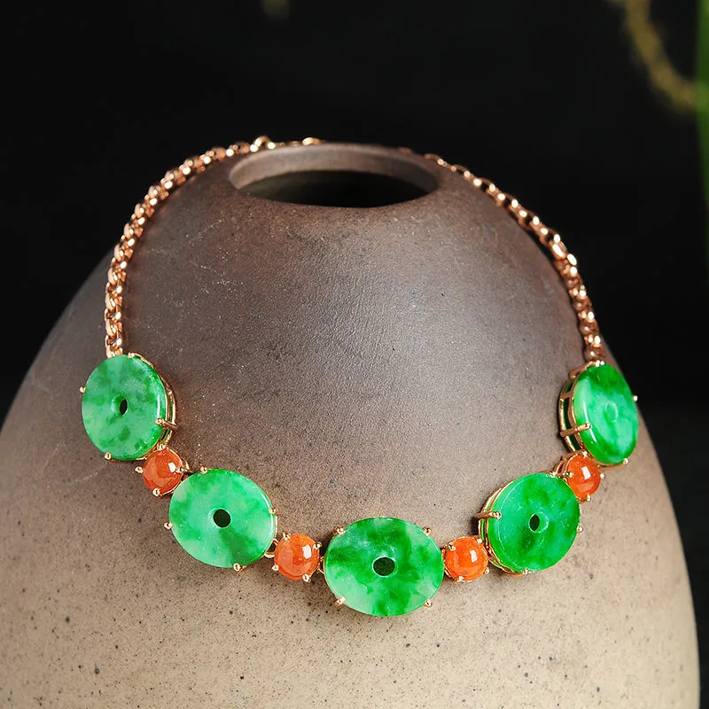 Natural Jade Bracelet Jadeite Gold Bracelet B1