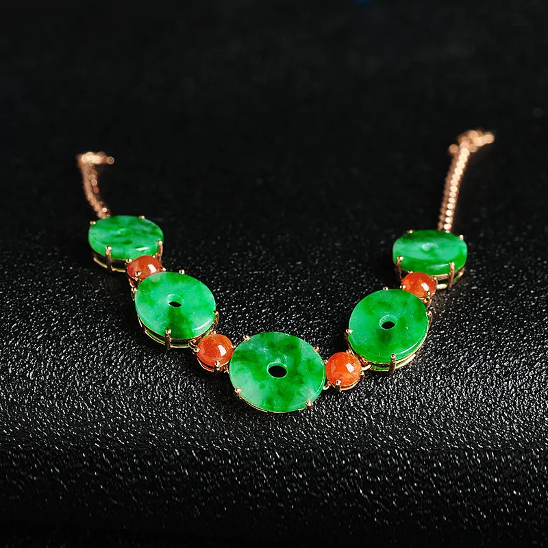 Natural Jade Bracelet Jadeite Gold Bracelet B1