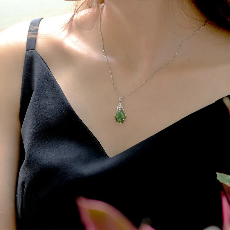 Natural Jade Pendant Nephrite Silver Pendant ZPT183