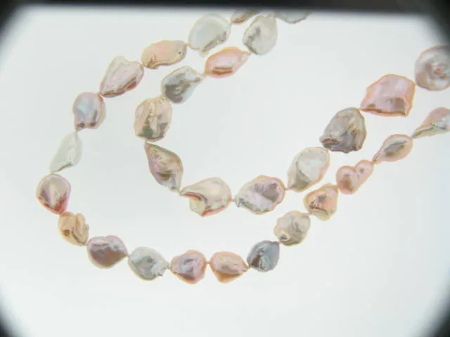 Natural Peach & Lavender Baroque Pearl Necklace