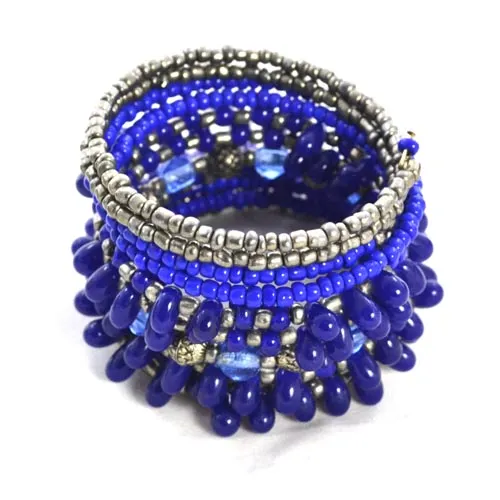 Navy/Brass Beaded Bracelet