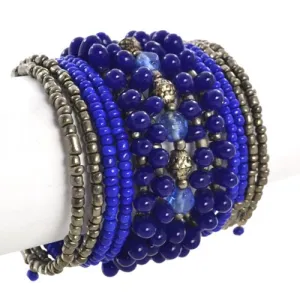 Navy/Brass Beaded Bracelet