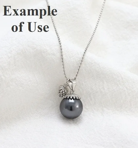 Necklace Pendant Blank Setting with Chain Cone Charm 20mm Sterling Silver Fine 925 For One Bead No Prong DIY Jewelry Finding Wholesale 1pc