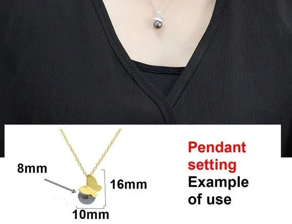 Necklace Pendant Setting Blank 10x16mm 1pc 0.7g 925 Sterling Silver Butterfly Shape Base for 1 Pearl Bead Wholesale Available
