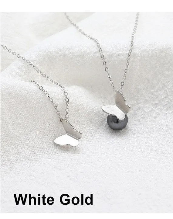 Necklace Pendant Setting Blank 10x16mm 1pc 0.7g 925 Sterling Silver Butterfly Shape Base for 1 Pearl Bead Wholesale Available