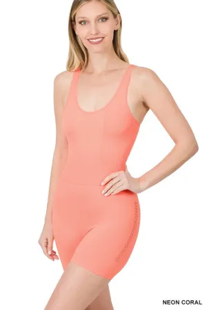 Neon Coral Comfort Sports Romper