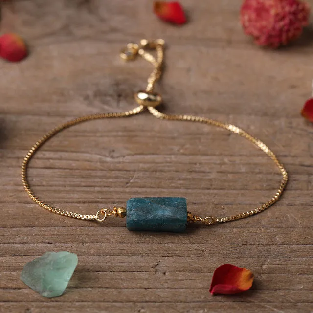 New Multiple Prismatic Stone Metal Chain Bracelet Adjustable Women Bracelet