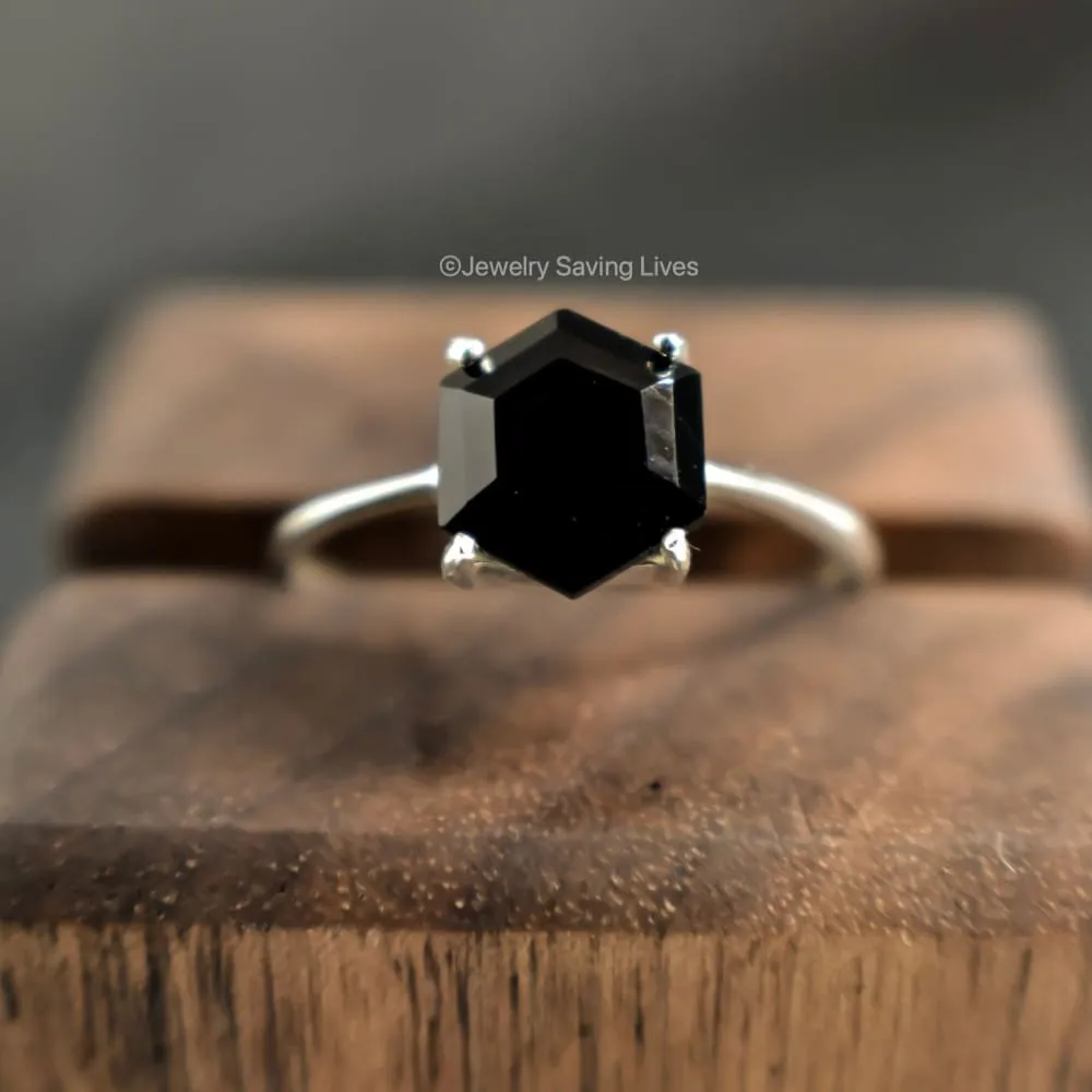 Onyx Hexagon Ring