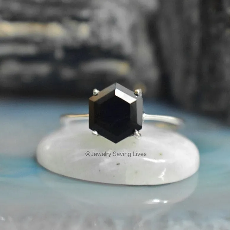 Onyx Hexagon Ring