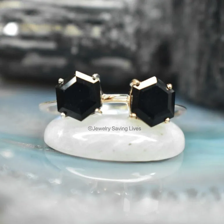 Onyx Hexagon Ring