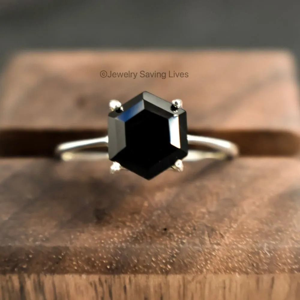Onyx Hexagon Ring