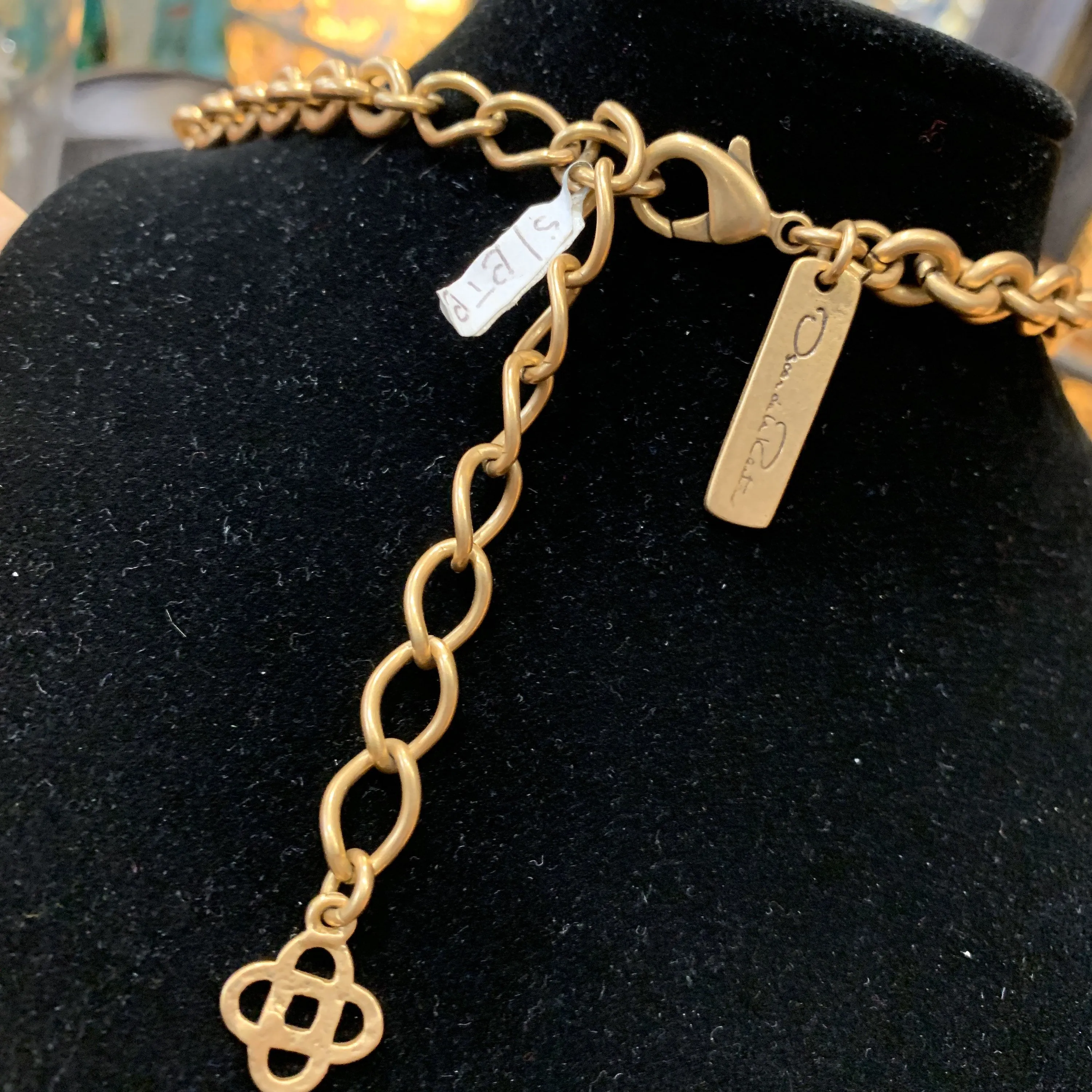Oscar De La Renta Amber Yellow Glass Statement Necklace